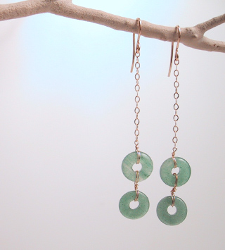 Aventurine rings on gold filled chain
