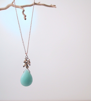 Chinese amazonite with resin pearl beads